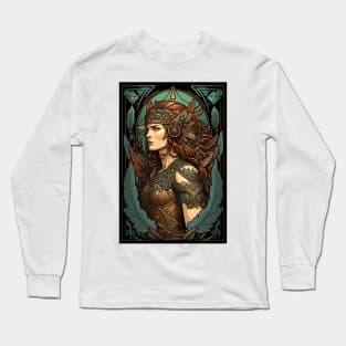 Amazonian Warrior - Art Nouveau Style Long Sleeve T-Shirt